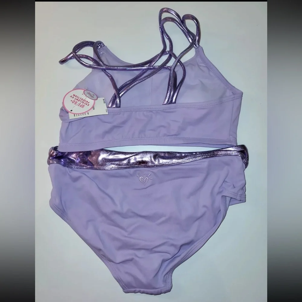 NWT Sz 10 Justice Purple Mermaid Bikini Set 2 pc bathing suit swim